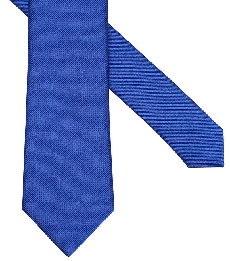 ZENXUS Solid Skinny Ties for Men, 2.5 inch Slim Royal Blue Necktie - Image 4